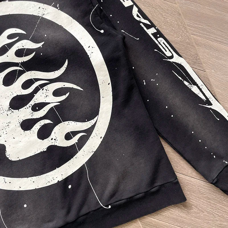 HS High Street vintage classic printed logo wash hoodie