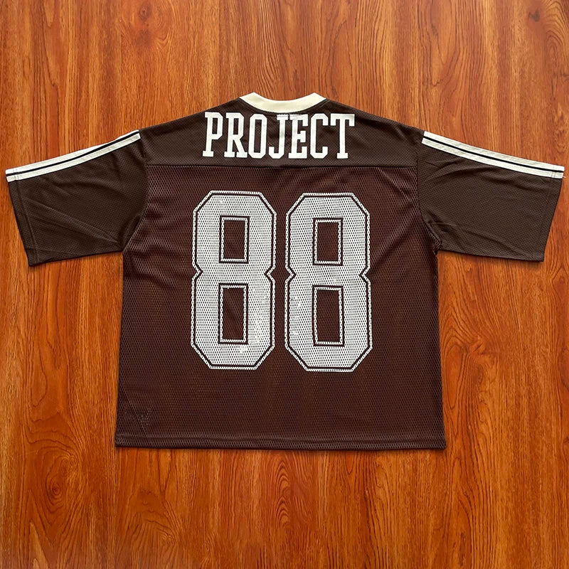 Project Capri Emergency Portrait graffiti European-style mesh loose short-sleeved T-shirt