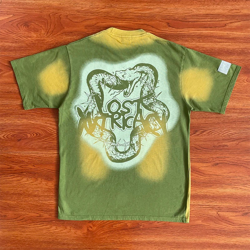 Lost intricacy Diamond wash casual cotton short sleeve T-shirt for men and women