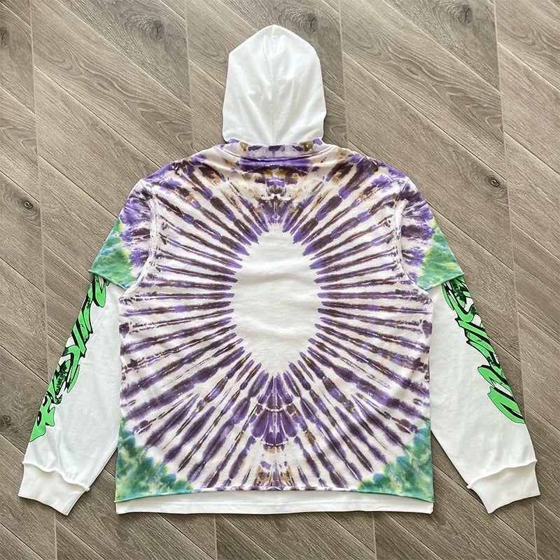 HS Tie-dye embroidered hoodie and hoodie