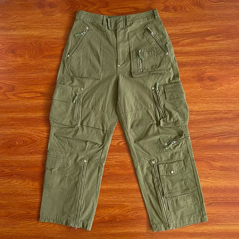 Project Capri Tactical multi-pocket High Street American workwear functional micro zip straight casual pants