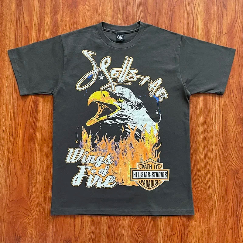 HS Wings Of Fire Eagle European and American short-sleeved T-shirts