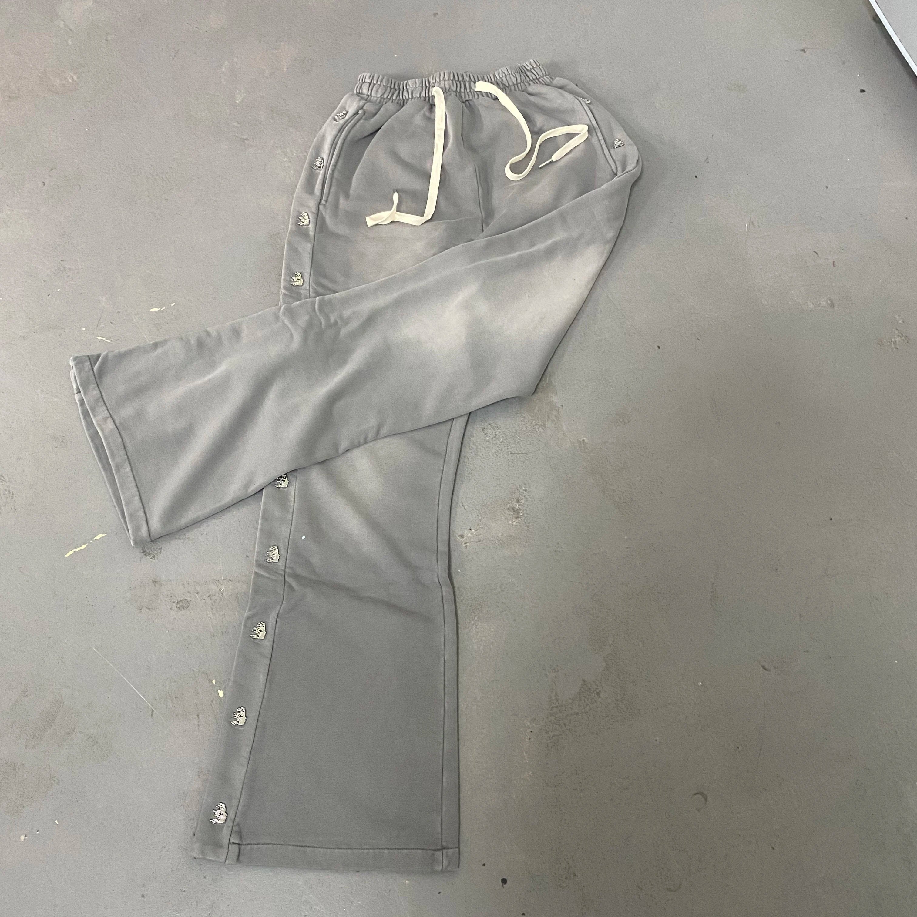 High-Quality Button-Up Casual Wide-Leg Pure Cotton Sports Pants