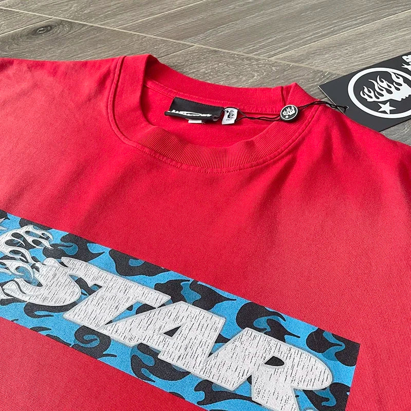 HS Box Logo Tee Cotton wash casual short-sleeved T-shirt