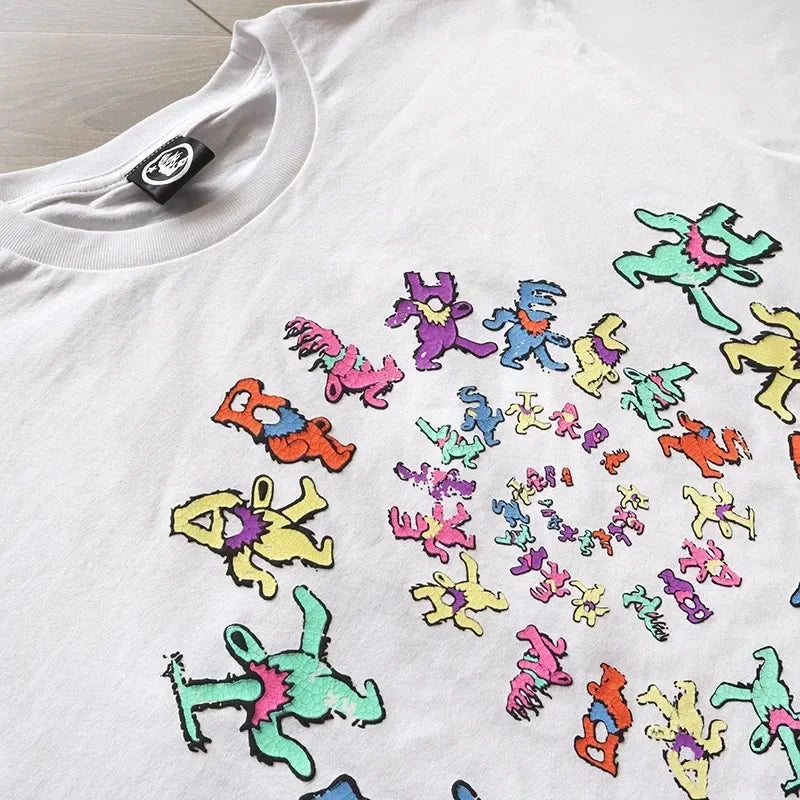 HS Dancing Stars Tee Rotating Alphabet Bear men's and women's short-sleeved T-shirts