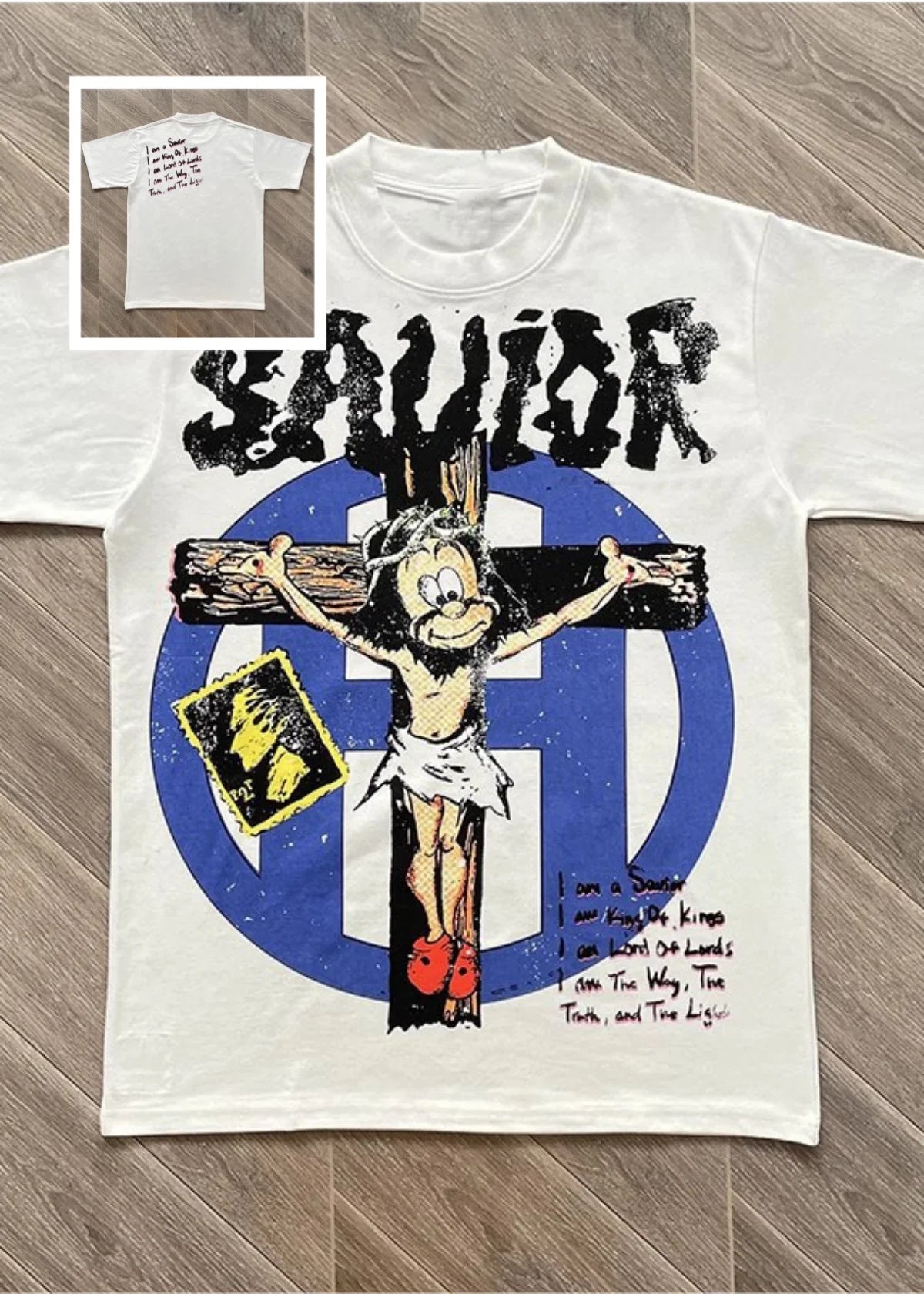 SAINT VANITY creative style cartoon cross print cotton short-sleeved T-shirt