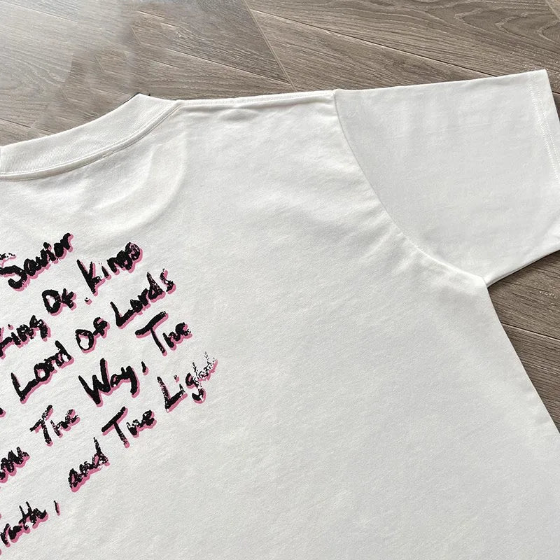 SAINT VANITY creative style cartoon cross print cotton short-sleeved T-shirt