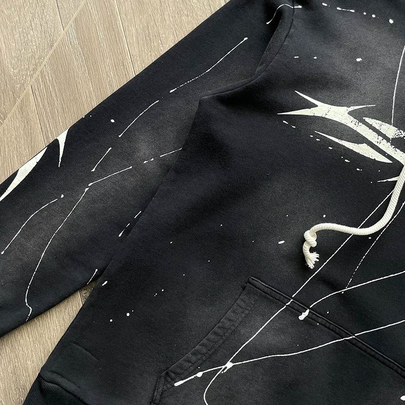 HS High Street vintage classic printed logo wash hoodie