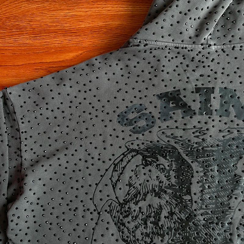 SAINT VANITY Washing water hot diamond casual sports sweater