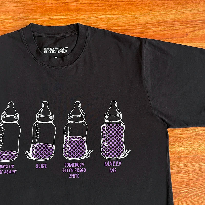 That's A Awful Lot of Cough Syrup Bottle Printed Cotton Short Sleeve T-Shirt