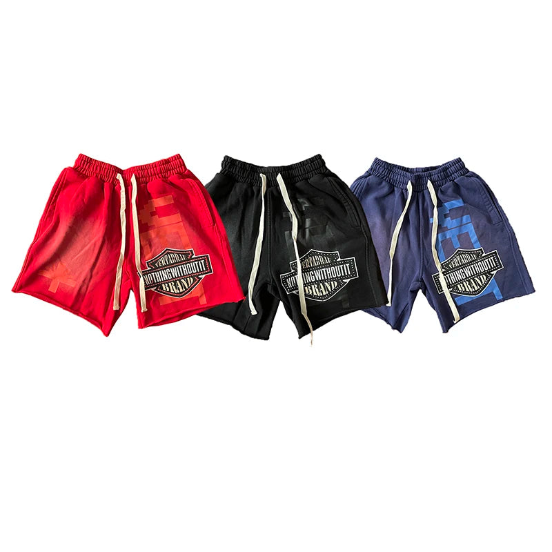 Vertabrae Emblem Hot drill wash pure cotton sports casual shorts European and American high street