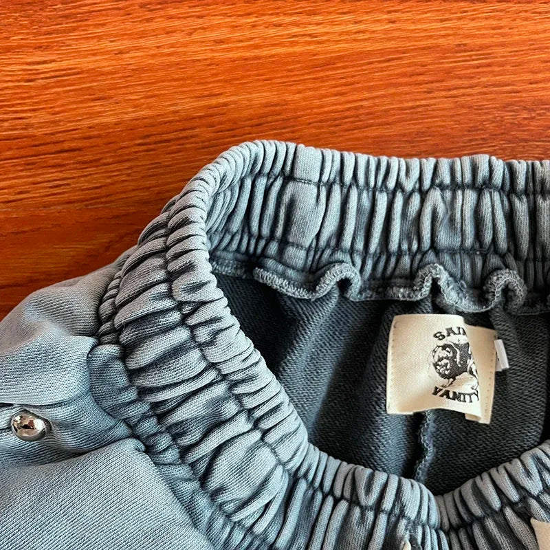 Same SAINT VANITY ins wash and do old rivets casual sports shorts