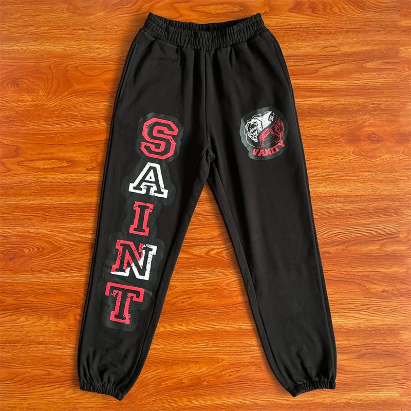 SAINT VANITY  Letter printed American casual pure cotton trousers