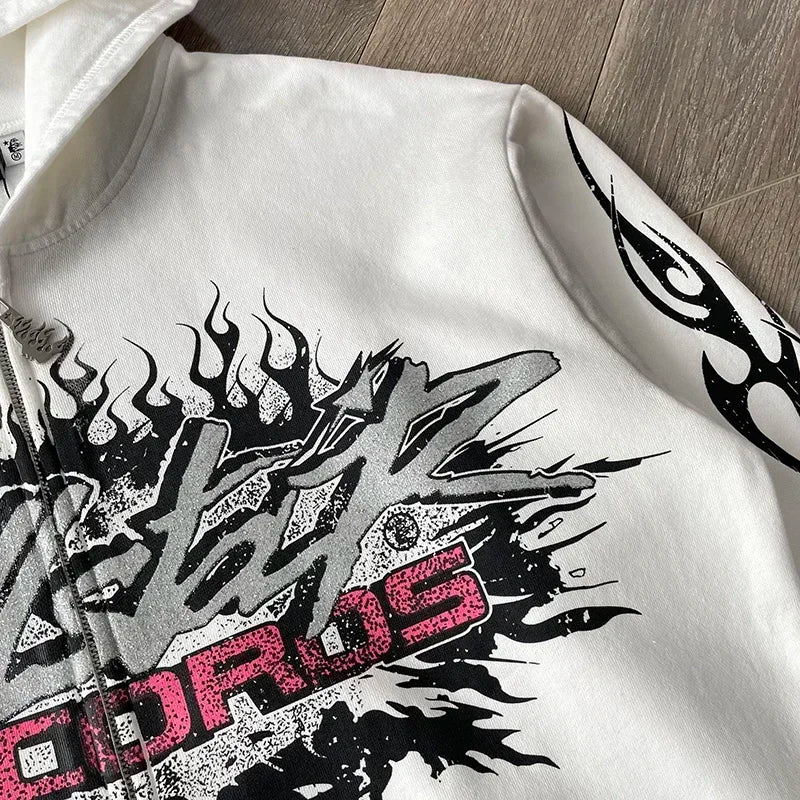 HS Flame Glitter Zip-Up Glitter fleece hoodie