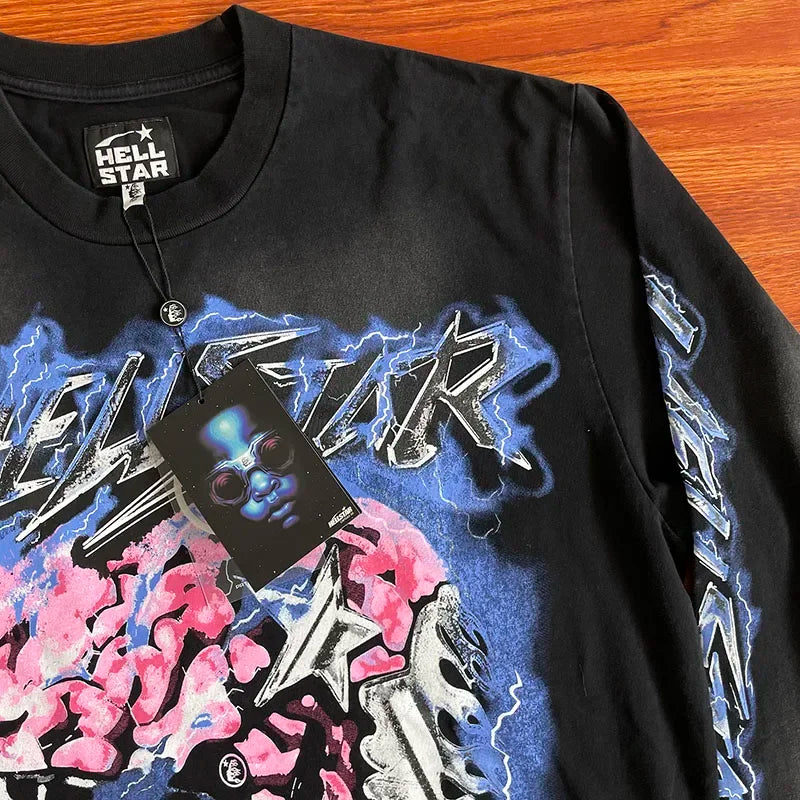 HS  Powered By The Star Do old wash helmet crack Lightning long sleeve T-shirt