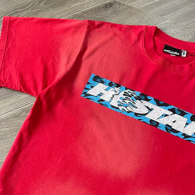 HS Box Logo Tee Cotton wash casual short-sleeved T-shirt