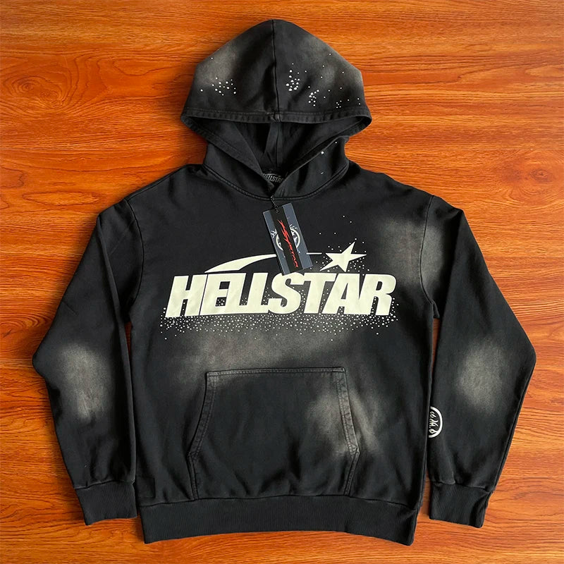 HS  Wash water heavy diamond set casual hoodie
