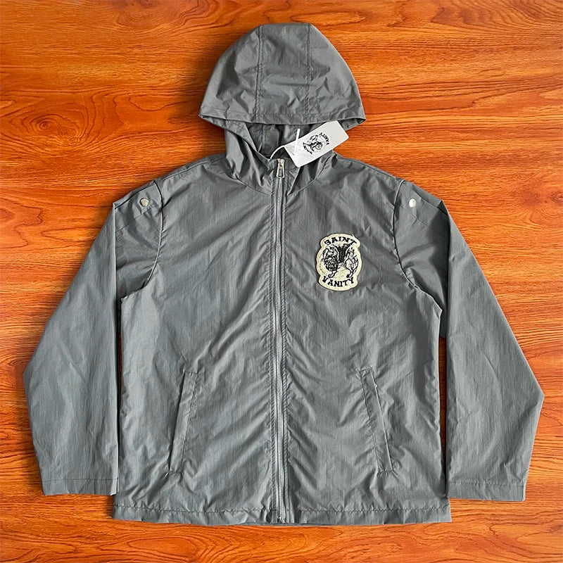 SAINT VANITY Embroidered willow nails sports style casual trench coat jacket