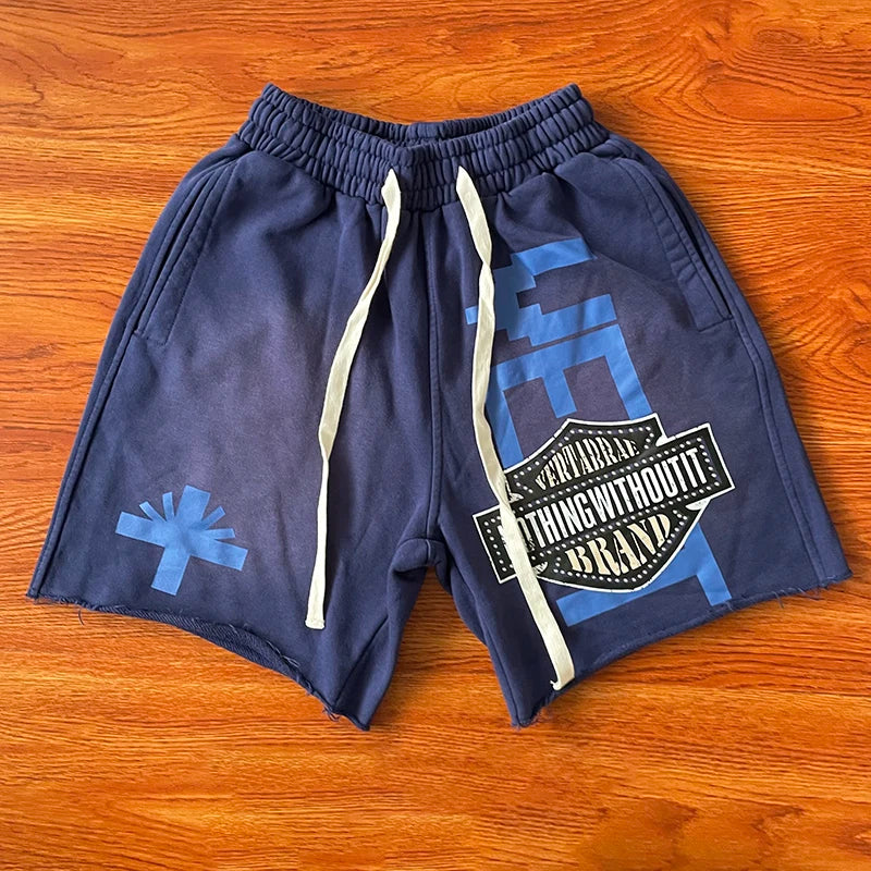 Vertabrae Emblem Hot drill wash pure cotton sports casual shorts European and American high street