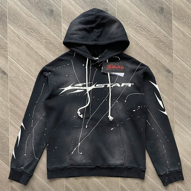 HS High Street vintage classic printed logo wash hoodie