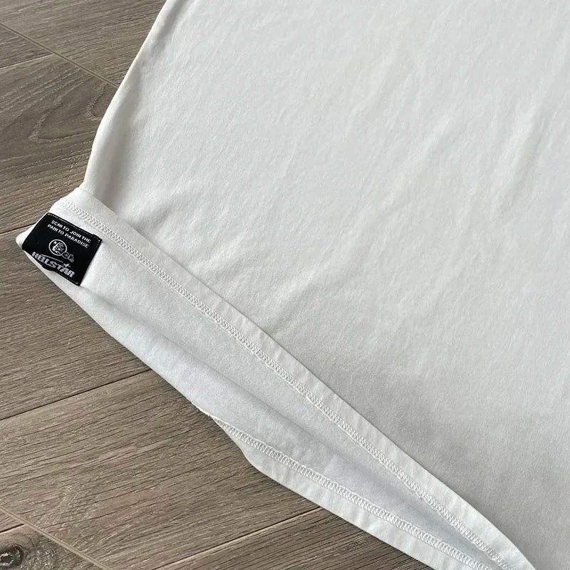 HS Box Logo Cotton wash casual short-sleeved T-shirt