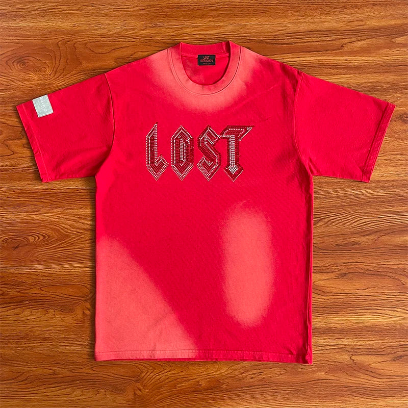 Lost intricacy Diamond wash casual cotton short sleeve T-shirt for men and women