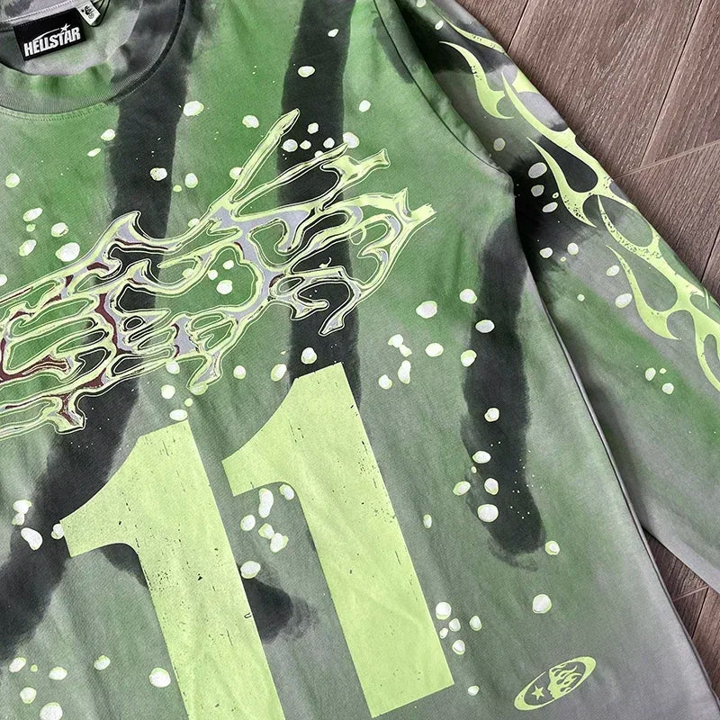 HS Moto Cross Long Sleeve Tie dye casual long sleeve T-shirt