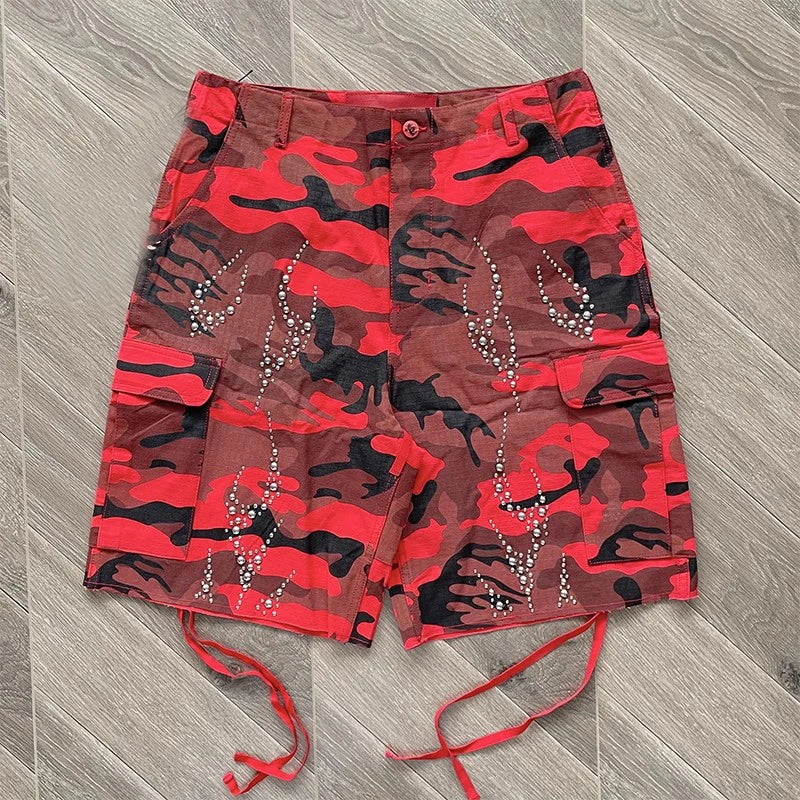 That's A Awful Lot of Cough Syrup Printed hot diamond casual washing denim shorts Limited Edition