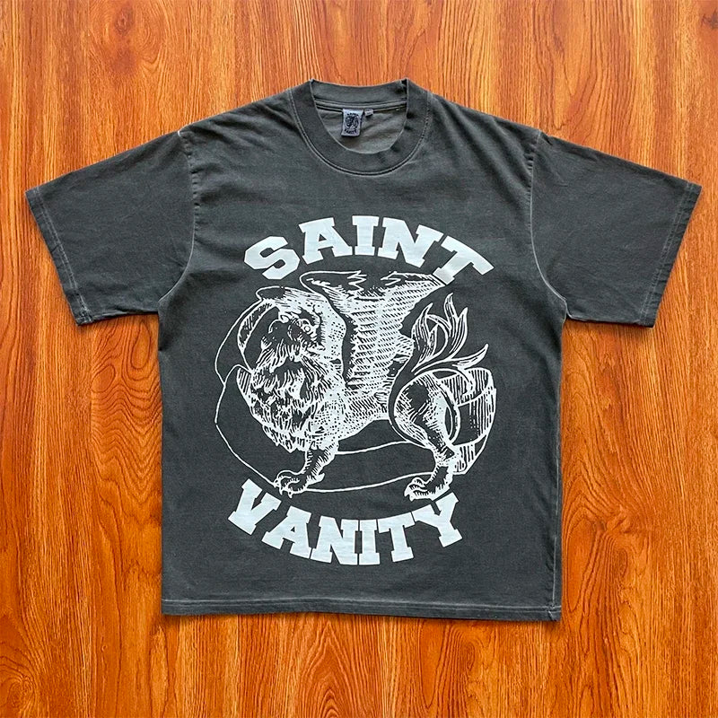 SAINT VANITY letter print casual short-sleeved T-shirt