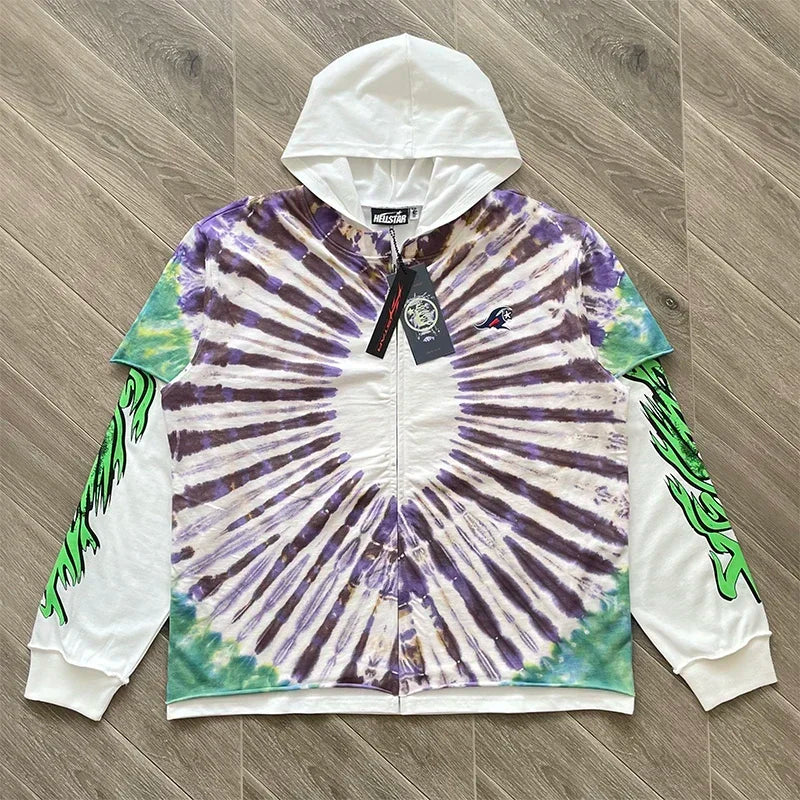 HS Tie-dye embroidered hoodie and hoodie