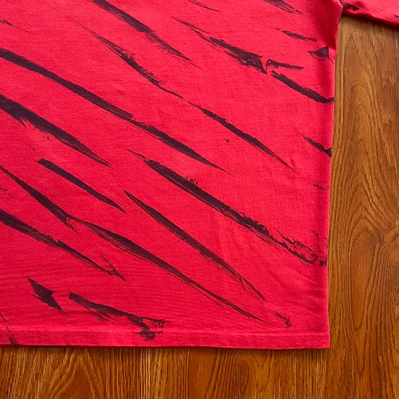 HS Records Red tie-dye cotton casual short-sleeved T-shirt for men and women