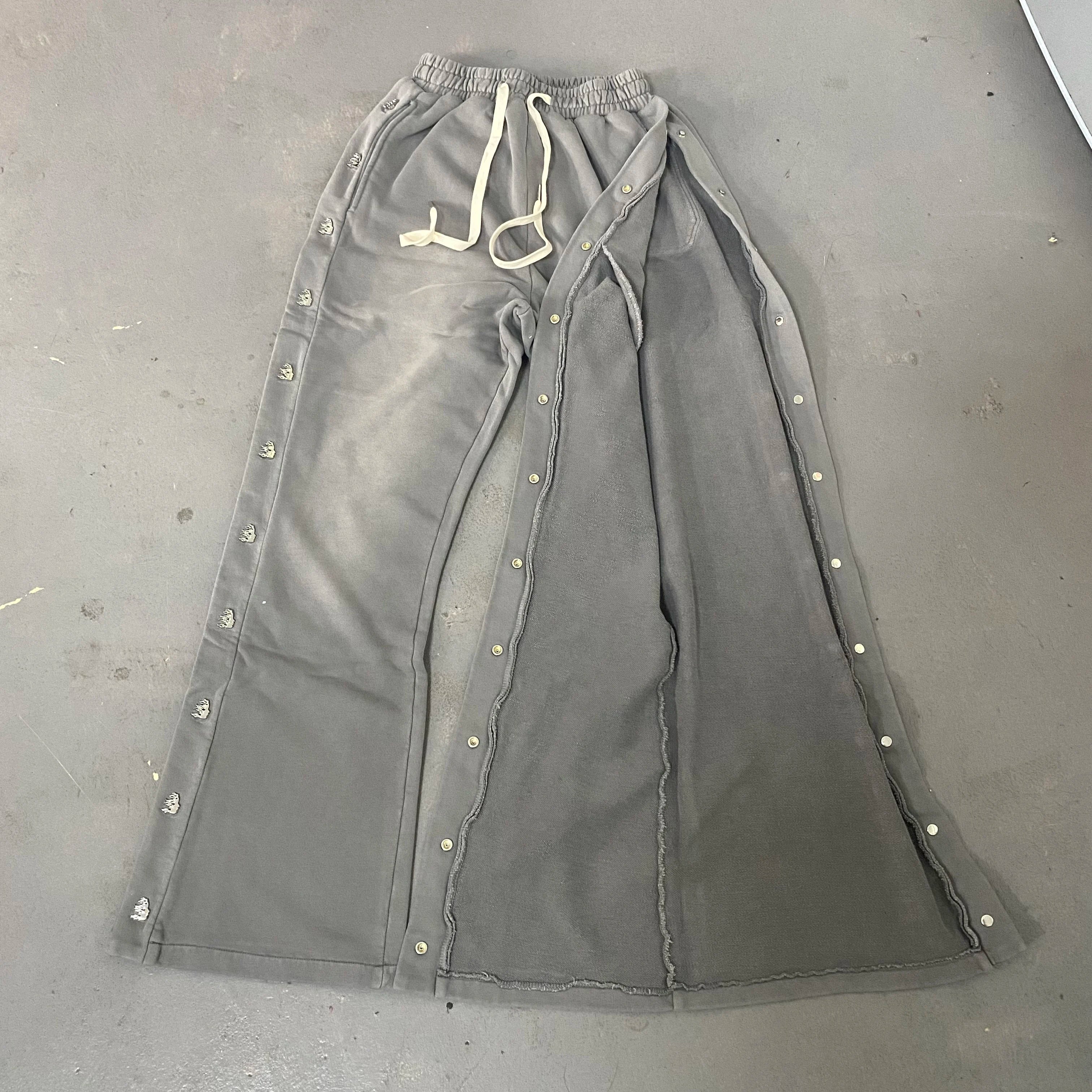 High-Quality Button-Up Casual Wide-Leg Pure Cotton Sports Pants